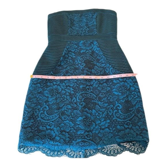 Lovers & Friends Lace Teal Bodycon Party Cocktail Strapless Mini Dress Size S - Picture 5 of 15
